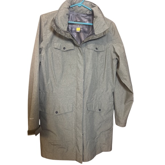 Eddie Bauer Travex WeatherEdge Rain Jacket Women's‎ L Green Hood Waterproof - Picture 1 of 16
